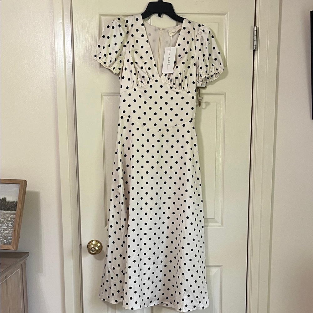 Elegant Black Polka Dot Midi Dress